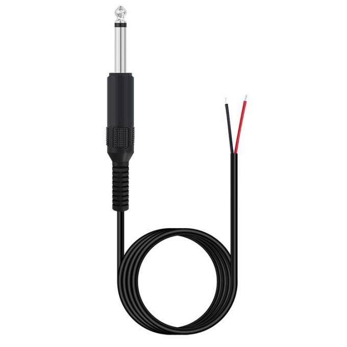 6.35mm 1/4 pouce TS 2 Ploes Jack Mono Male Audio Plug to Bare Wire Cable de fin ouverte pour le microphone 0