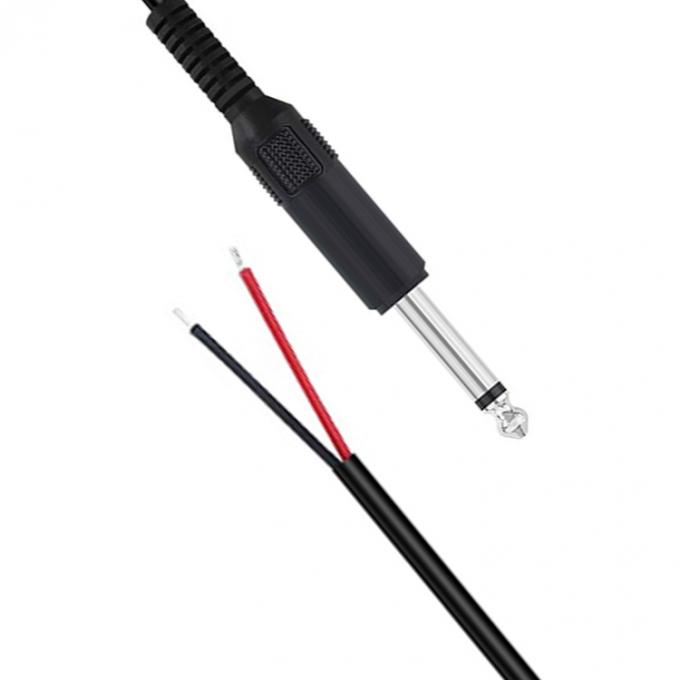 6.35mm 1/4 pouce TS 2 Ploes Jack Mono Male Audio Plug to Bare Wire Cable de fin ouverte pour le microphone 1