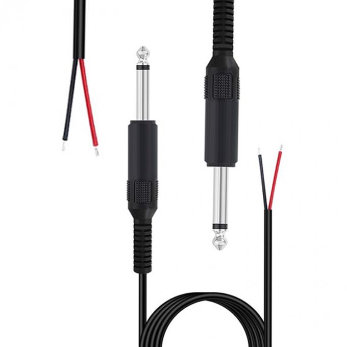 6.35mm 1/4 pouce TS 2 Ploes Jack Mono Male Audio Plug to Bare Wire Cable de fin ouverte pour le microphone 4
