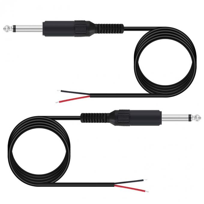 6.35mm 1/4 pouce TS 2 Ploes Jack Mono Male Audio Plug to Bare Wire Cable de fin ouverte pour le microphone 5