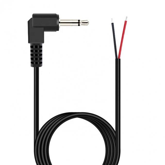 90 degrés angle droit 2 pôles TS 3,5 mm Stereo Audio Jack à la queue de porc dépouillée en conserve câble de fin de fil nu 0