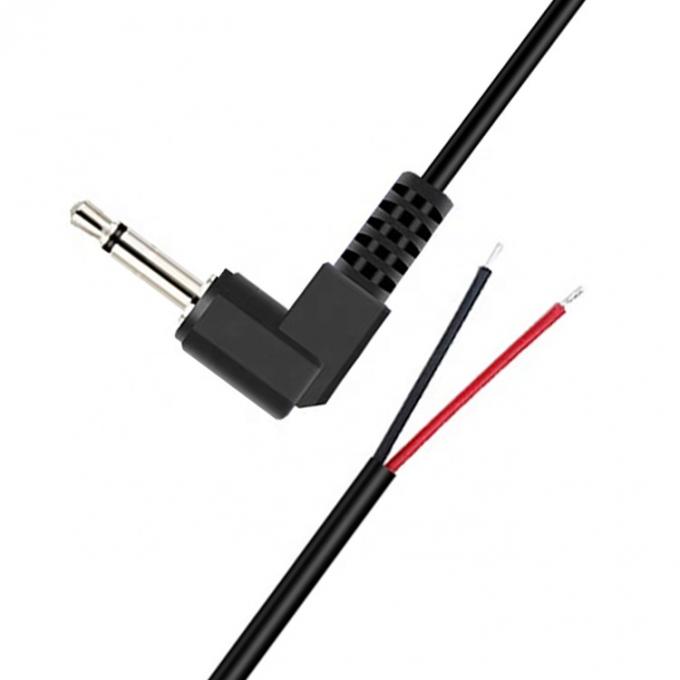 90 degrés angle droit 2 pôles TS 3,5 mm Stereo Audio Jack à la queue de porc dépouillée en conserve câble de fin de fil nu 2