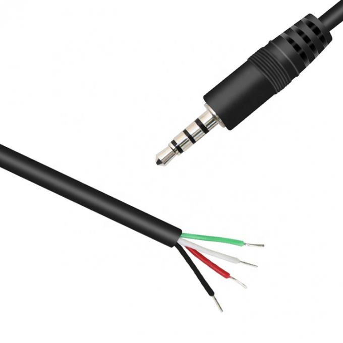 Adapté à 4 pôles TRRS 3,5 mm Stéréo Audio Jack à la queue de porc dépouillée en conserve câble d'extrémité de fil nu 3