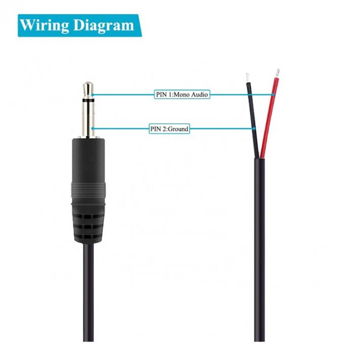 Personnalisé 2 pôles TS 3,5 mm Stéréo Audio Mono Jack Macho Plug à Stripped Pigtail en conserve câble de fin de fil nu 1