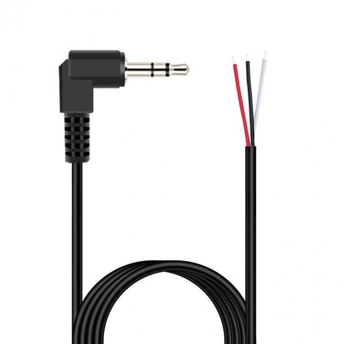 90 degrés angle droit 3 pôles TRS 3,5 mm Stereo Audio Jack à la queue de porc dépouillée en conserve câble de fin de fil nu 2