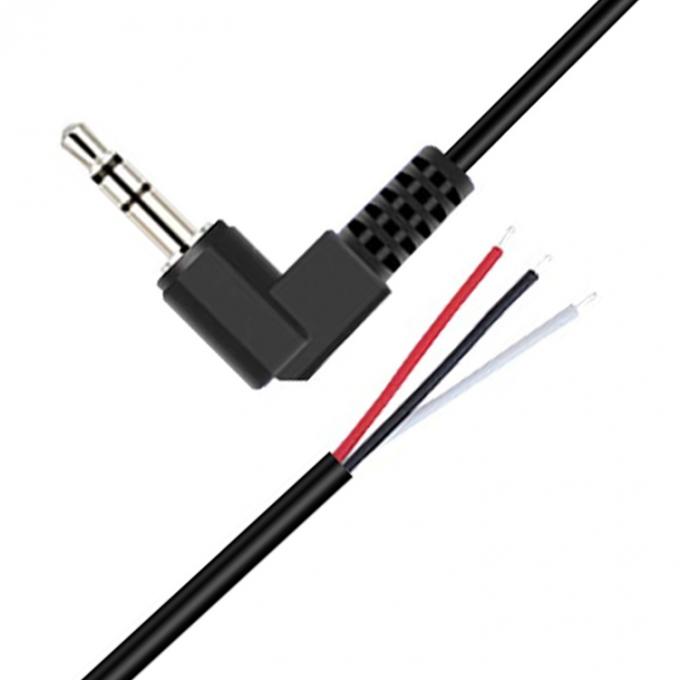 90 degrés angle droit 3 pôles TRS 3,5 mm Stereo Audio Jack à la queue de porc dépouillée en conserve câble de fin de fil nu 0