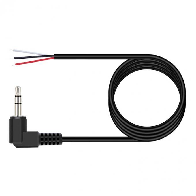 90 degrés angle droit 3 pôles TRS 3,5 mm Stereo Audio Jack à la queue de porc dépouillée en conserve câble de fin de fil nu 3