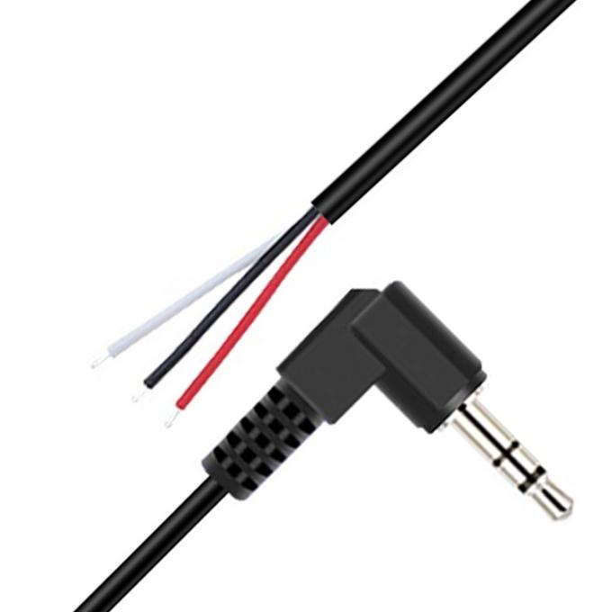 90 degrés angle droit 3 pôles TRS 3,5 mm Stereo Audio Jack à la queue de porc dépouillée en conserve câble de fin de fil nu 4