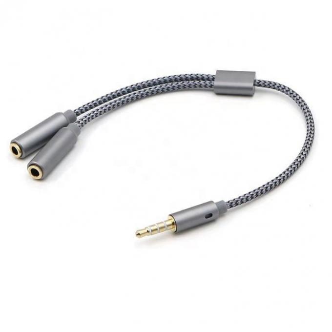 1 entrée à 2 sorties en forme de Y 3,5 mm AUX Microphone audio stéréo Casque séparateur adaptateur câble 1