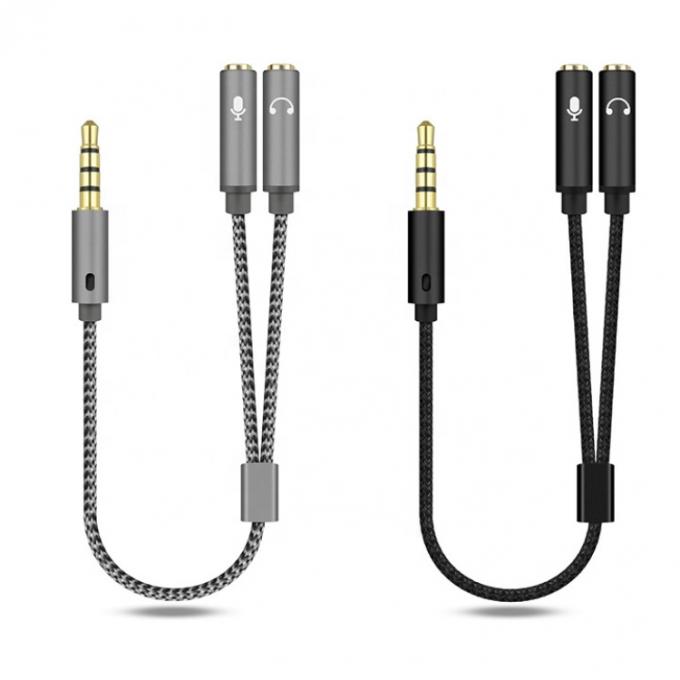 1 entrée à 2 sorties en forme de Y 3,5 mm AUX Microphone audio stéréo Casque séparateur adaptateur câble 0