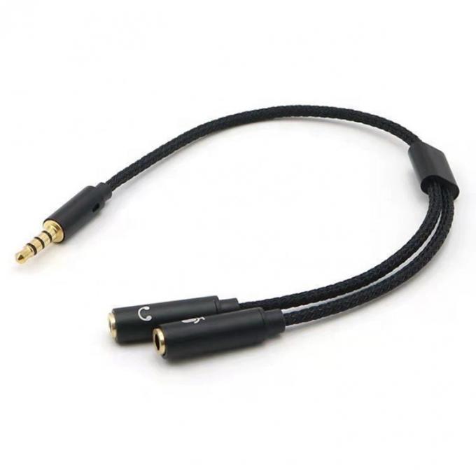1 entrée à 2 sorties en forme de Y 3,5 mm AUX Microphone audio stéréo Casque séparateur adaptateur câble 2
