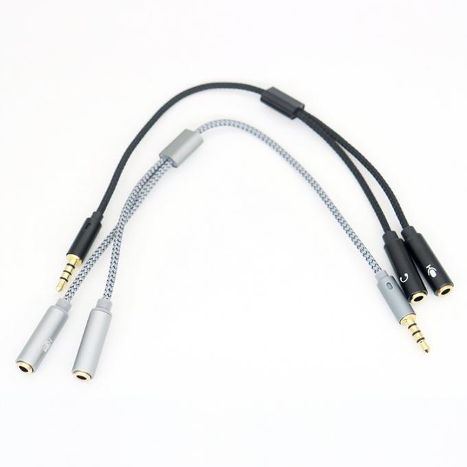1 entrée à 2 sorties en forme de Y 3,5 mm AUX Microphone audio stéréo Casque séparateur adaptateur câble 6
