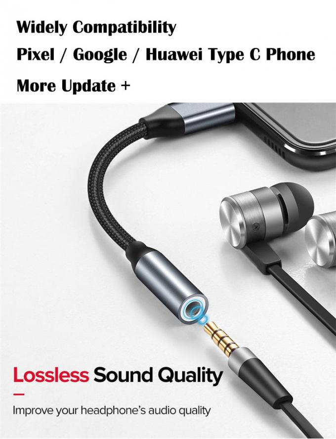 Adaptateur de câble audio haute compatibilité DAC USB de type C à AUX 3,5 mm pour Samsung Pixel Google Phone 4