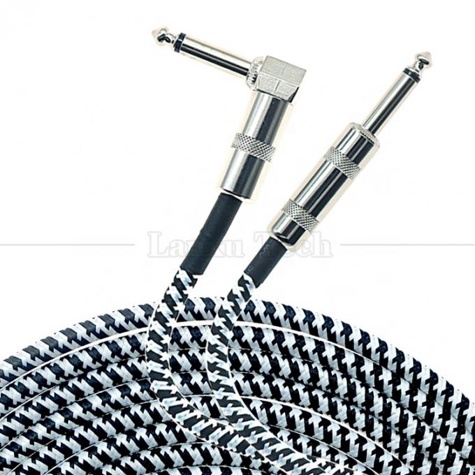 3M métal tressé à angle droit 6.35mm 1/4 TS Jack Audio Guitare électrique Instrument d'effet basse Amplificateur patch câble de plomb 1