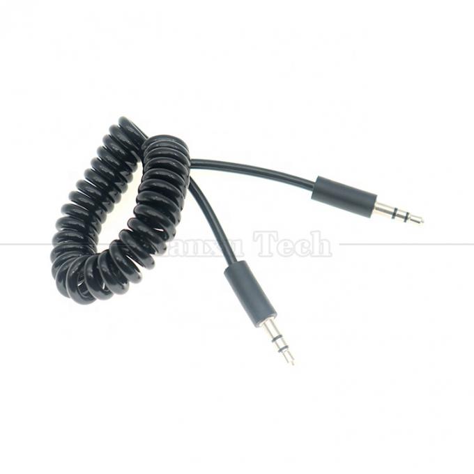 Cable d'extension audio stéréo enroulé en ressort de 3,5 mm Jack Aux 2
