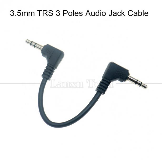 90 degrés angle droit mâle à mâle 3 pôles TRS 3,5 mm câble d'extension audio jack 0