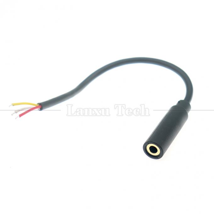 Plaqué doré 3,5 mm TRS 3 Ploes Shield Jack audio Femme à fil étainé nu Câble à extrémité ouverte 0