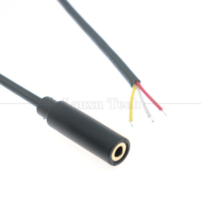 Plaqué doré 3,5 mm TRS 3 Ploes Shield Jack audio Femme à fil étainé nu Câble à extrémité ouverte 3