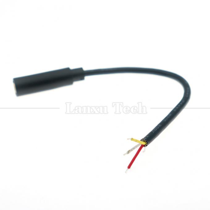 Plaqué doré 3,5 mm TRS 3 Ploes Shield Jack audio Femme à fil étainé nu Câble à extrémité ouverte 4