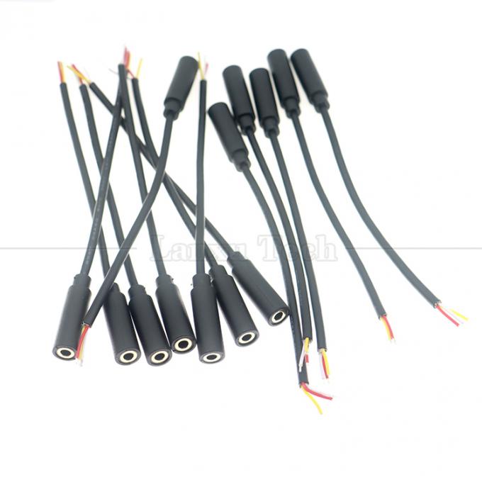 Plaqué doré 3,5 mm TRS 3 Ploes Shield Jack audio Femme à fil étainé nu Câble à extrémité ouverte 5