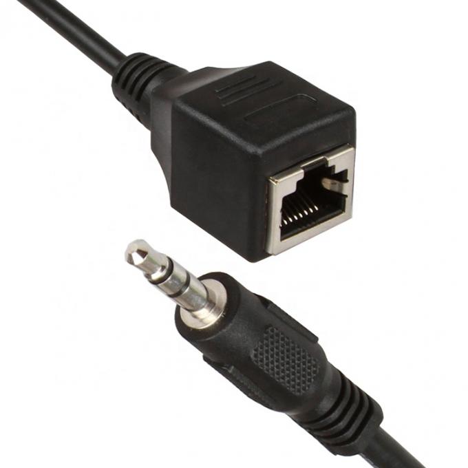 3.5mm Stereo Audio Jack à RJ45 câble d'extension Ethernet à prise féminine 0