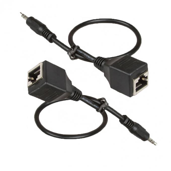 3.5mm Stereo Audio Jack à RJ45 câble d'extension Ethernet à prise féminine 4