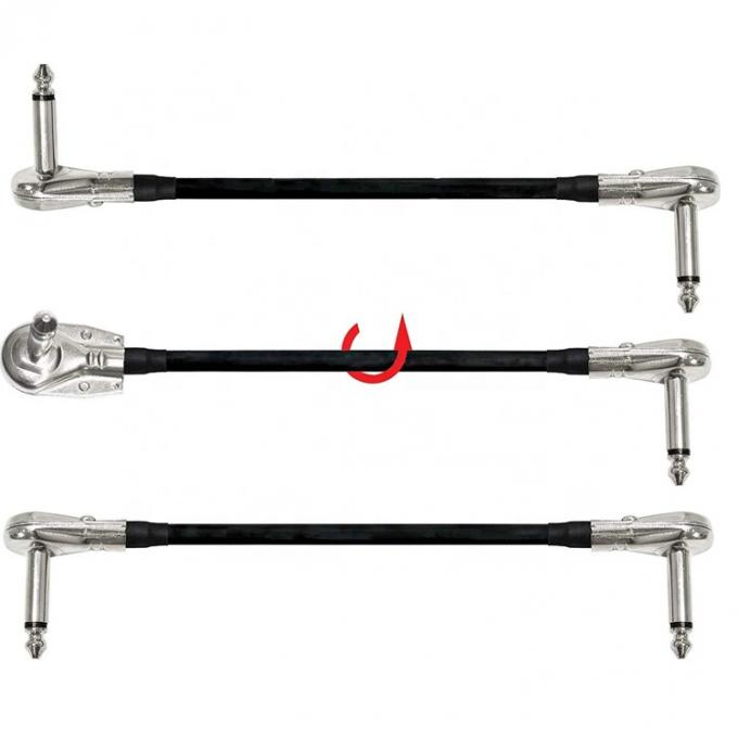 1/4 6,35 mm Argent Or Angle droit Mono TS Audio Jack Instrument Guitare câble de patch 3