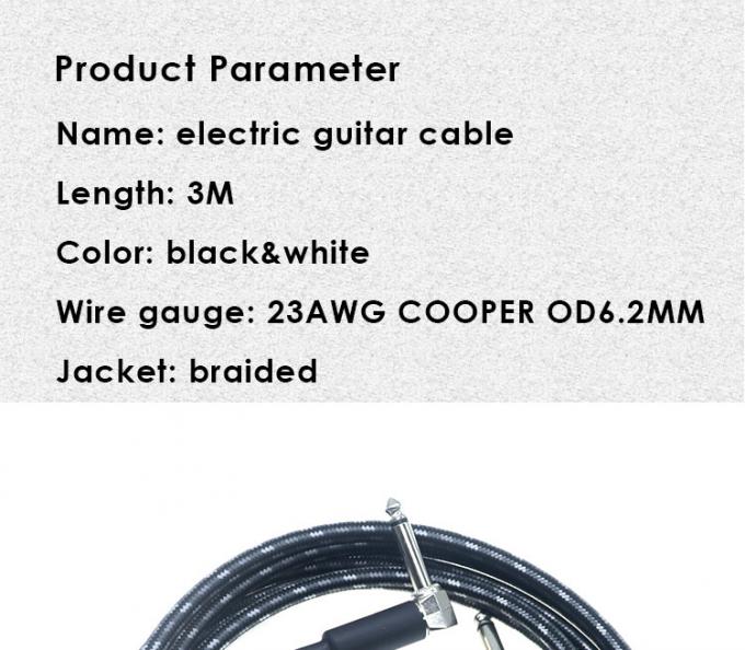 L forme 90 degrés angle droit à droite durable Jacket tressé 6.35mm Ts Jack Instrument Guitare électrique patch câble audio 0