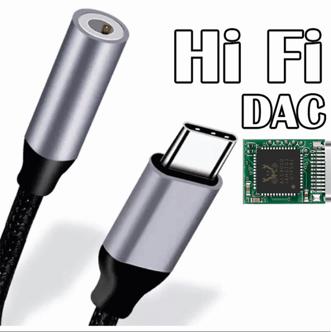 Hifi DAC USB de type C à 3,5 mm prise casque Adaptateur audio pour Samsung Huawei Oneplus Meizu Google Oneplus 0
