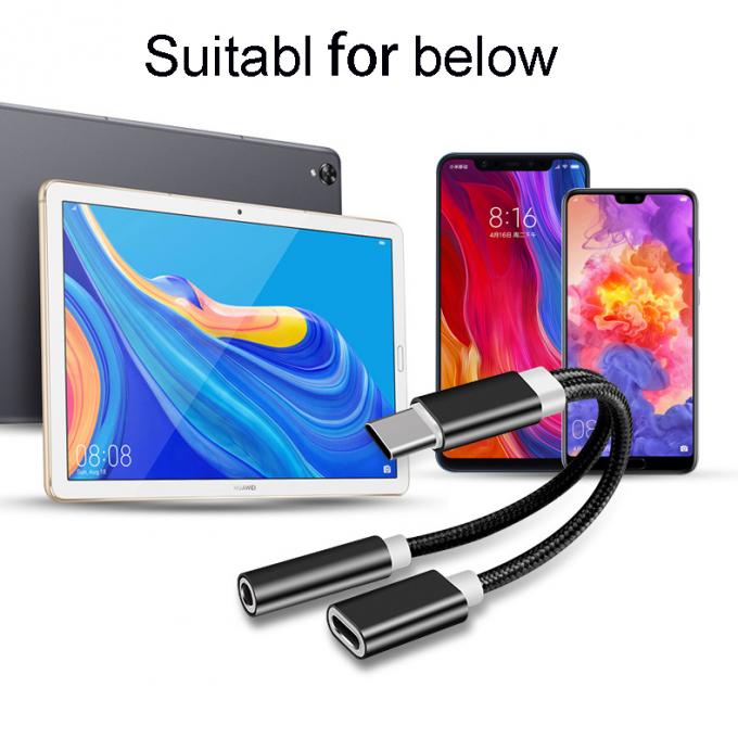2 en 1 type C à 3,5 mm chargeur casque audio jack câble USB C portable type C à 3,5 mm adaptateur de connecteur pour téléphone portable 6