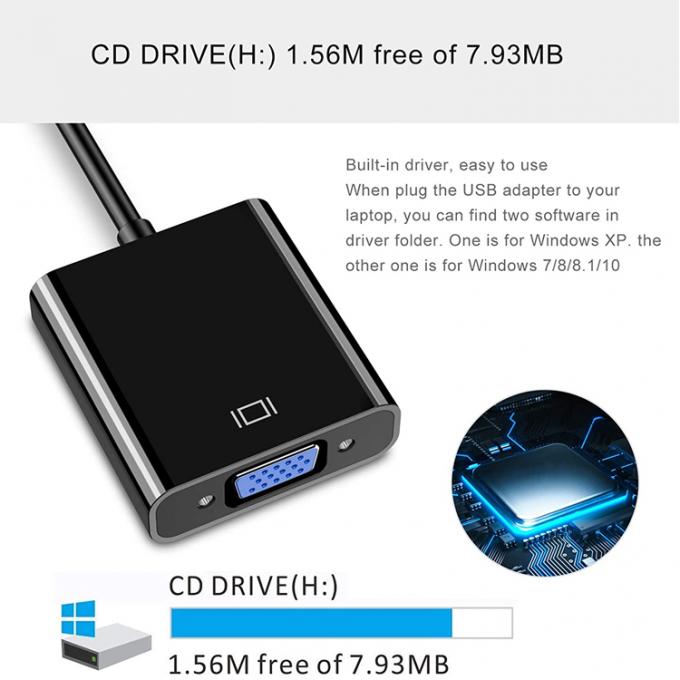 Convertisseur vidéo multi-affichage USB 3.0 à VGA Adaptateur pour PC Moniteur portable Projecteur HDTV 2