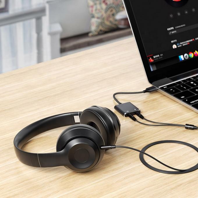 Plug and Play Audio Mic Studio Casque USB Adaptateur de carte de son externe pour ordinateur portable 4