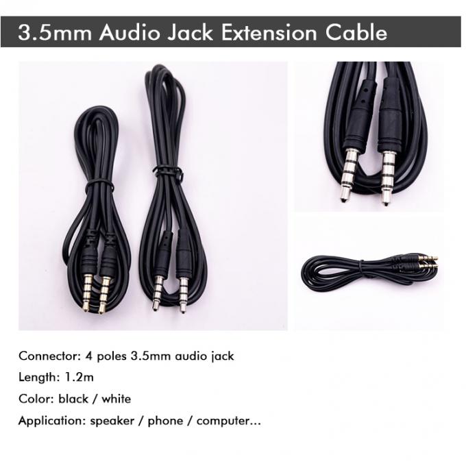 Stock homme à homme 3,5 mm 4 pôles jack stéréo microphone câble d'extension audio pour écouteur haut-parleur d'ordinateur 1