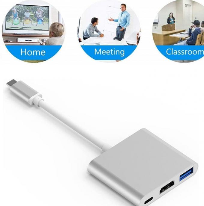 3 en 1 PD Chargement 4K 1080P Adaptateur USB de type C OTG 4