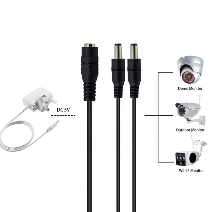 1 à 2 façons 1 Femme à 2 Homme 5.5x2.1 mm câble de séparation d'alimentation en continu pour caméra de vidéosurveillance 6