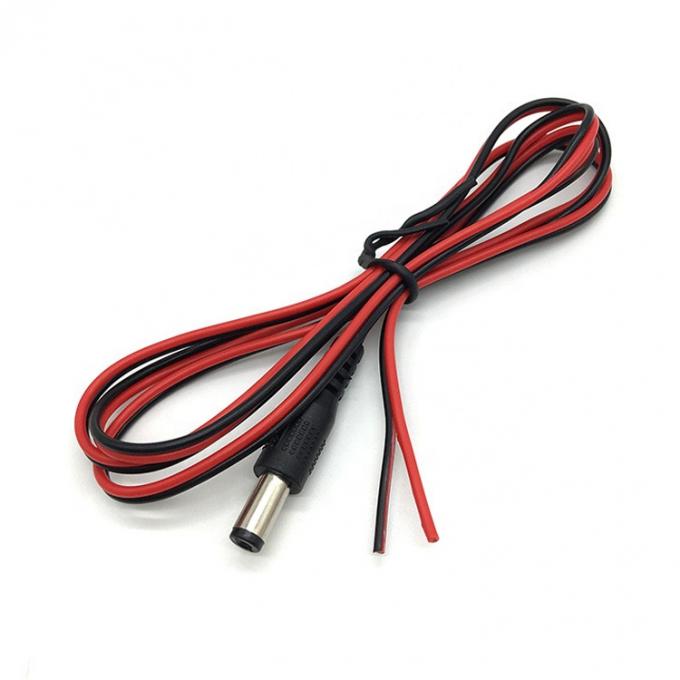 Rouge Noir DC Masculin 5,5x2,1 mm Jack de canon à dépouillé ouverts à l'extrémité nue câble en fer blanc 4