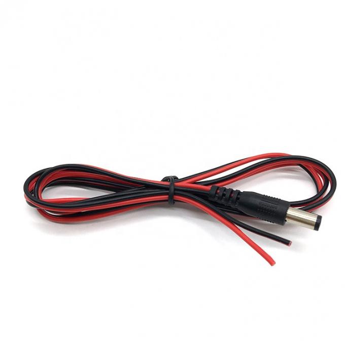 Rouge Noir DC Masculin 5,5x2,1 mm Jack de canon à dépouillé ouverts à l'extrémité nue câble en fer blanc 5