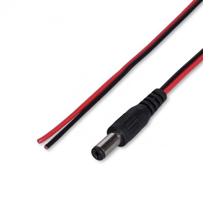 Rouge Noir DC Masculin 5,5x2,1 mm Jack de canon à dépouillé ouverts à l'extrémité nue câble en fer blanc 3