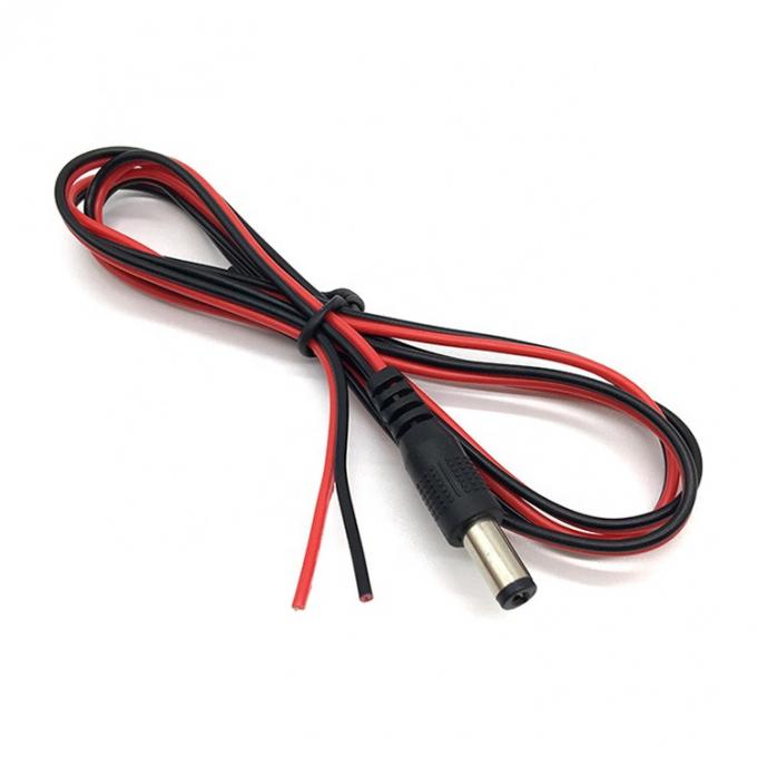 Rouge Noir DC Masculin 5,5x2,1 mm Jack de canon à dépouillé ouverts à l'extrémité nue câble en fer blanc 2