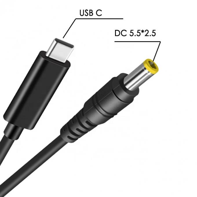 60W 20V 3A USB Type C PD Chargement au câble d'adaptateur secteur DC Jack pour ordinateur portable 1