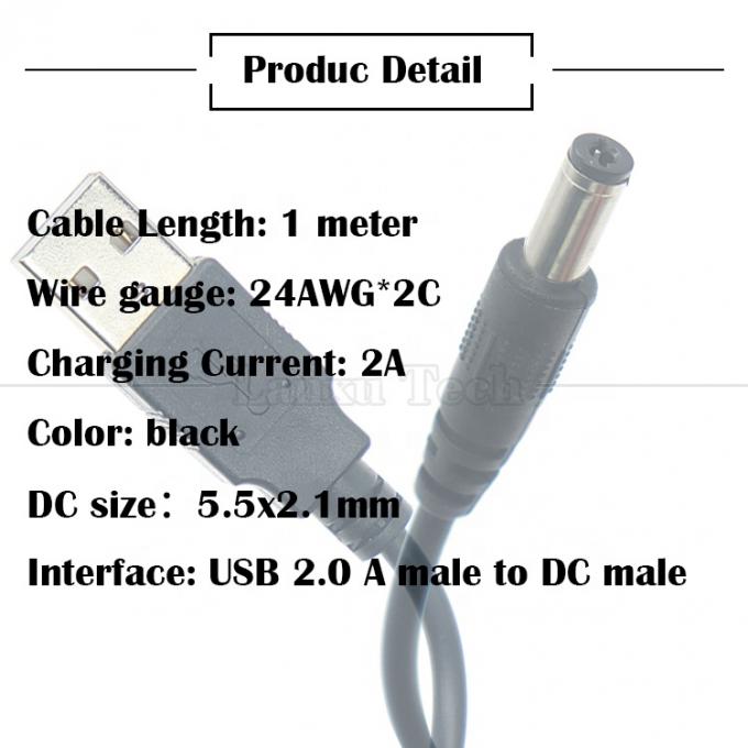 1m 3m 5m 10m 1A 2A 5A USB A mâle à DC 5.5x2.1mm 3.5 1.35 4.0 1.7 câble de chargeur de prise électrique Jack à baril pour caméra de vidéosurveillance LED 2