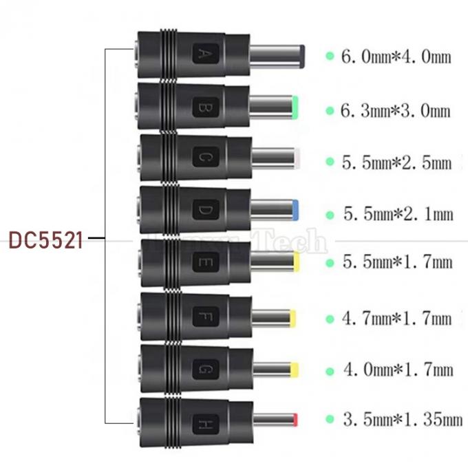 DC Femme 5,5x2,1 mm à mâle DC 5,5x2,1 3,5x1,35 4,0x1,7 5,5x1,7 5,5x2,5 6,3x3,0 6,0x4,0 Adaptateur de convertisseur de connecteur 1