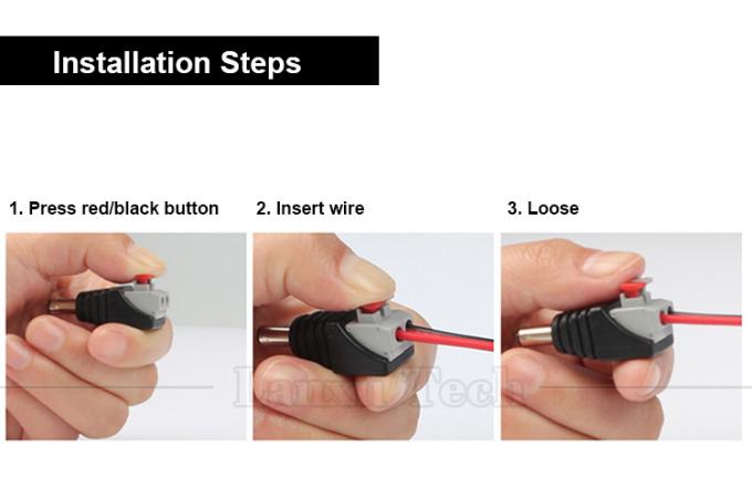 Appuyez sur le bouton sans soudure DC 5,5 * 2,1 mm mâle femelle jack à 2p connexion de câble connecteur de câble adaptateur d'alimentation pour la caméra à bande LED 6