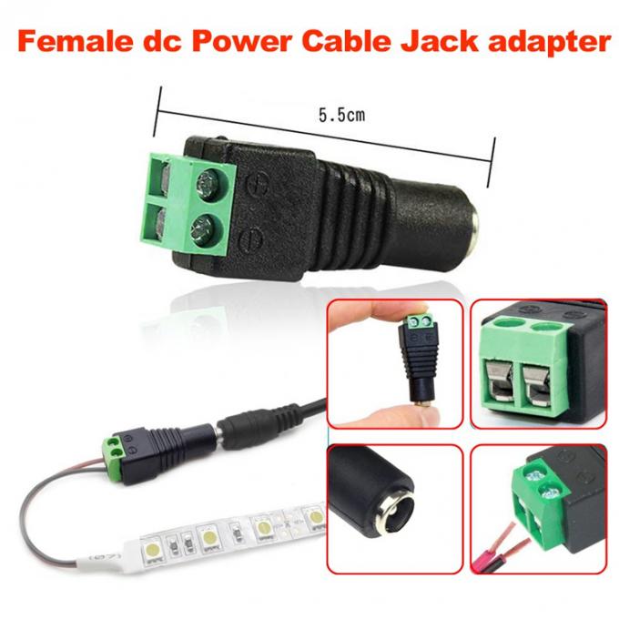 12v 24v sans soudure 5,5x2,5mm 5,5x2,1mm connecteur de prise électrique DC féminin Jack adaptateur pour caméra de vidéosurveillance 1