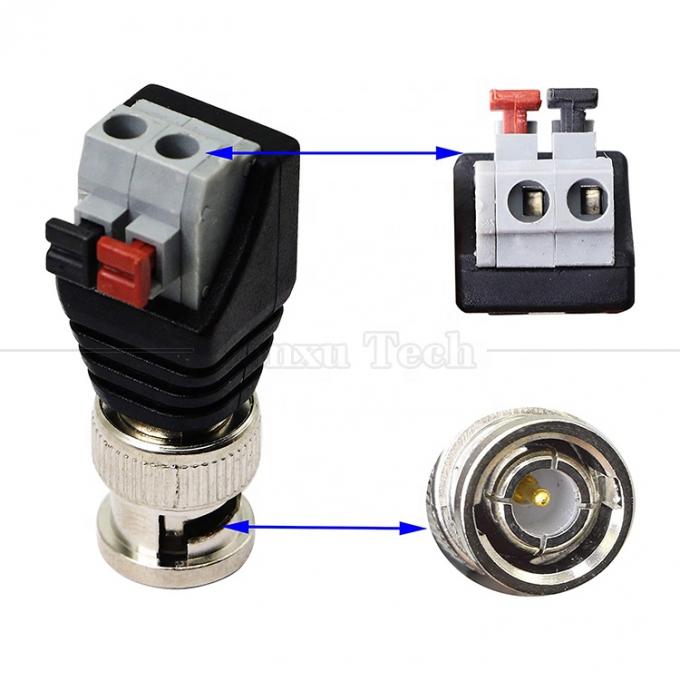 Terminal à vis sans soudure 2 broche Appuyez sur le bouton BNC Connecteur masculin Femme Adaptateur d'alimentation pour caméra de vidéosurveillance 3