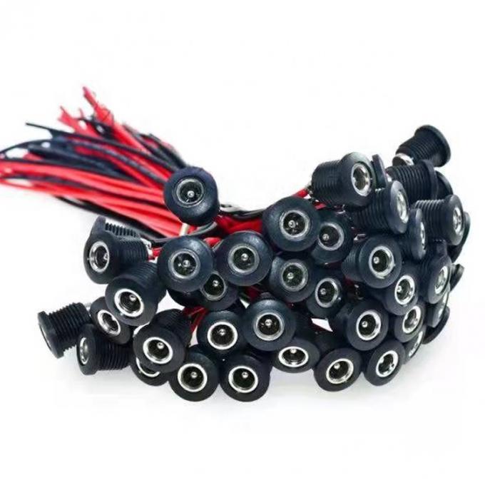 Panneau monté en filetage DC Socket Femme Jack 5,5x2,1 mm à 2 fils Open Pigtail End Cable 8
