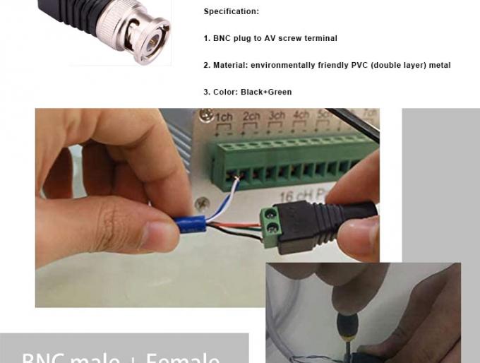 Terminal à vis sans soudure BNC Adaptateur de connecteur féminin mâle pour le moniteur vidéo de caméra de vidéosurveillance 1