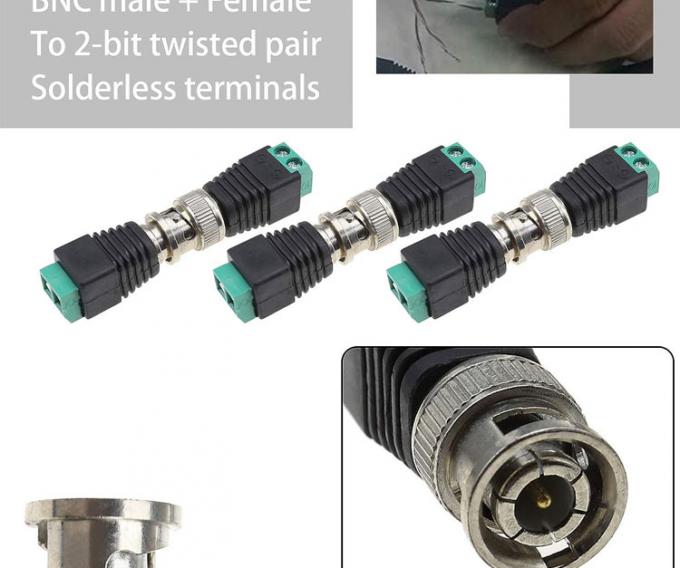 Terminal à vis sans soudure BNC Adaptateur de connecteur féminin mâle pour le moniteur vidéo de caméra de vidéosurveillance 2