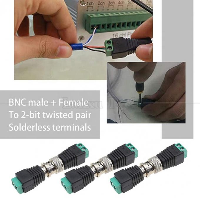 Terminel à vis sans soudure connecteur BNC mâle femelle adaptateur d'alimentation pour caméra de surveillance CCTV Moniteur vidéo enregistreur 2