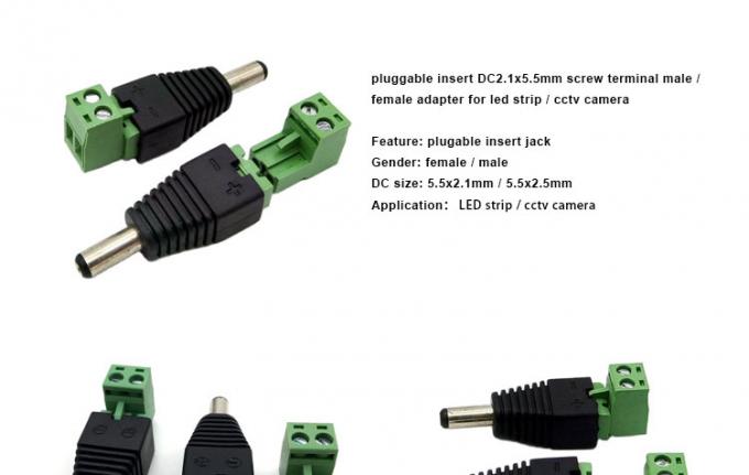 Insert sans soudure mâle femelle 2,1 x 5,5 mm Jack DC Connecteur de prise électrique Adaptateur de borne pour caméra de vidéosurveillance LED 0